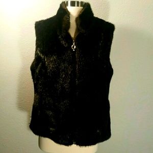 NECKWORKS faux fur zip up vest brown fur winter fall holiday theater costume fun